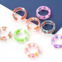 Nouveau design bijoux de mode marbre coloré clair transparent acrylique anneaux résine anneau en gros