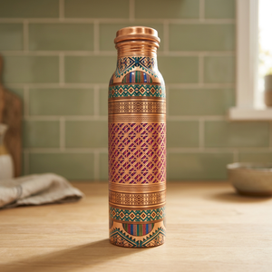 กระติกน้ำทองแดงลายตะวันออกแบบพกพา - Product Image 2