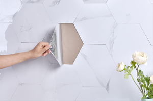 Papel Tapiz Autoadhesivo Hexagonal <span class=keywords><strong>3D</strong></span> Moderno con Textura Realista de Mármol, Adhesivo de Pared Impermeable, Venta al Por Mayor - Product Image 5