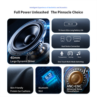 Audífonos Inalámbricos J28S con 70 Horas de Reproducción, BT 6.0, ANC, Auriculares Over-Ear con Cancelación de Ruido de 5 Micrófonos para Música y Juegos