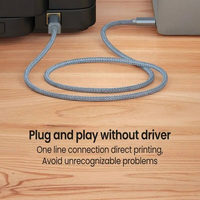 Câble d'imprimante USB C vers USB B 2.0, câble d'imprimante tressé en nylon, scanner, ordinateur portable, haute vitesse pour MacBook Pro Air iPad Pro gris