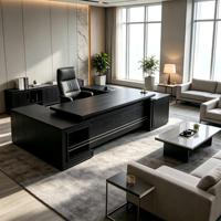Scrivania direzionale moderna a forma di L in legno, lussuosa, con mobiletto laterale per CEO, manager, arredamento per ufficio commerciale