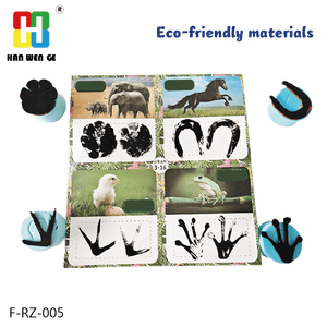 Juego Educativo <span class=keywords><strong>de</strong></span> Tarjetas con Sellos <span class=keywords><strong>de</strong></span> Huellas <span class=keywords><strong>de</strong></span> Animales para Niños, Ecológico y No Tóxico, <span class=keywords><strong>de</strong></span> Madera, Marca Hanwenge, para Aula y Ciencias - Product Image 1