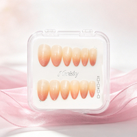 Faux ongles à presser de style designer, tendance Instagram, forme amande, en ABS, longueur moyenne, avec paillettes dégradées, couvrance totale, vente en gros