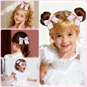 Pinza de Pelo con Lazo de Tela Blanco y Rosa para Niñas, con Perlas y Diamantes de Imitación, Estilo Dulce Princesa - Product Image 6