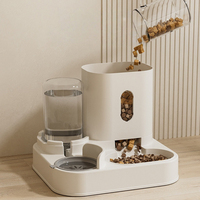 Distributeur automatique de nourriture pour animaux de compagnie élégant et moderne de luxe Love 2.3L, 2 en 1, motif uni, facile à utiliser, bol pour nourriture pour chat et chien, plastique, étanche IPX5
