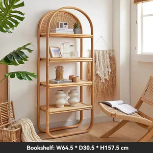 Estantería multicapa de estilo nórdico, estante de almacenamiento de bambú con ratán Real, fácil instalación y móvil para sala de estar - Product Image 3