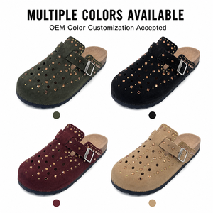Vente en gros de sabots <span class=keywords><strong>Birkenstock</strong></span> Boston en daim perforé avec rivets bronze pour femmes, chaussures plates à bout fermé en liège - Product Image 1