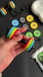 Llavero de metal redondo con diseño de disco de pesas de barra de gimnasio, para sublimación DIY, regalo para fans de anime - Product Image 5