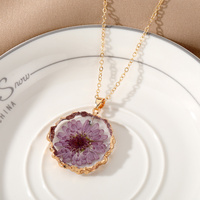 Accessoire de mode époxy véritable fleur pendentif collier Transparent Style pastoral Simple bijoux fleur collier