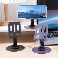 Support de téléphone métallique ajouré réglable 2026, rotatif à 360°, support de bureau universel pour téléphones portables et tablettes