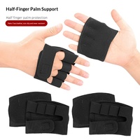 Guantes de levantamiento de pesas unisex de piel sintética antideslizantes con protección para los cuatro dedos y medio dedo para entrenamiento con barra en el gimnasio