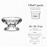 Bol à glace en verre gaufré, plat de service vintage pour desserts, style européen, vaisselle de café, OEM