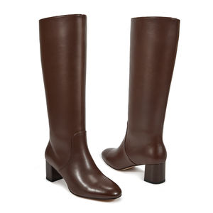 WETKISS Botas de Tacón Grueso Cortas para Mujer, Estilo Retro de los 70, Botas Go Go con Punta Redonda, Botas Altas de PU con Cierre - Product Image 3