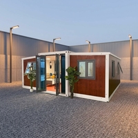 Maison conteneur pliable et extensible de 20 pieds en acier isolé, avec extension à double aile, design moderne respirant, écologique, pour usage en chambre.