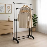 Séchoir à linge télescopique sur pied avec double barre pour le rangement domestique des vêtements