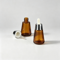 Flacon compte-gouttes en verre transparent pour huiles essentielles, nouveau design, 30 ml, 50 ml, flacon cosmétique en verre avec compte-gouttes en aluminium, vente chaude