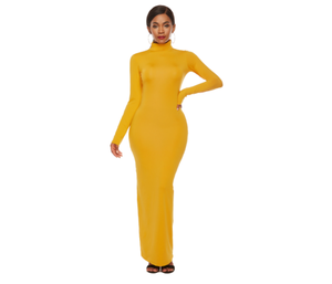 Abito Lungo Maxi Taglie Forti 5XL Europa e America, Vestito Aderente a Maniche Lunghe Elasticizzato per Donna - Product Image 1