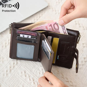 मियिन का नया रफिड पुरुषों के क्लच पर्स रेट्रो मल्टी फंक्शनल सॉफ्ट चमड़े के शून्य वॉलेट डबल जिपर तीन गुना शॉर्ट वॉलेट - Product Image 4