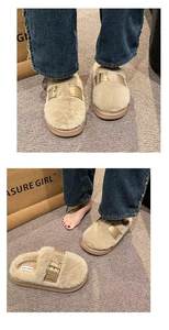 2025 nouveau chaud automne et hiver <span class=keywords><strong>maison</strong></span> hommes et femmes <span class=keywords><strong>Couple</strong></span> floue en peluche femmes pantoufle bande chaud en peluche pantoufles avec la <span class=keywords><strong>maison</strong></span> - Product Image 5