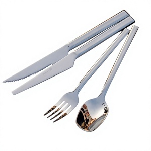 Set <span class=keywords><strong>di</strong></span> posate portatile in acciaio inossidabile lucidato a specchio, stile minimalista, con coltello da bistecca, forchetta, cucchiaio, mestolo e forchetta da frutta - Product Image 1