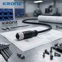 Ensemble de câbles KRONZ M12 pré-assemblé, connecteur femelle droit de 2 m, alliage PVC noir, blindé IP67, applications industrielles pour capteurs