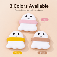 Éponge de maquillage hydrophile en PU en forme de fantôme mignon avec sangle élastique, applicateur doux pour poudre, logo personnalisé OEM
