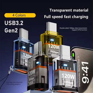 อะแดปเตอร์ USB A <span class=keywords><strong>เป็น</strong></span> USB <span class=keywords><strong>C</strong></span>, USB3.2 Gen2 10Gbps 120W PD ชาร์จเร็ว ตัวแปลง OTG พร้อมไฟ LED, 4 สี สำหรับ <span class=keywords><strong>iPhone</strong></span> MacBook Samsung - Product Image 3