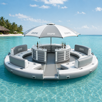 Île aquatique gonflable flottante avec bar château et plateforme événementielle pour hôtels, fêtes et parcs aquatiques commerciaux
