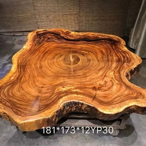 Mesa de comedor de madera maciza de nogal natural con borde vivo, venta al por mayor de fábrica, café, Sudamérica - Product Image 1