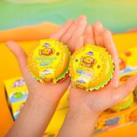 Permen Gummy Hamburger Rasa Buah Kustom Pabrik, Permen Lunak Kenyal dalam Kotak Burger Plastik, OEM Label Pribadi