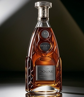 Botol kaca Roh kustom 500ml 700ml desain datar untuk penyimpanan wiski Tequila Brandy alkohol Gin Brandy Rum Vodka