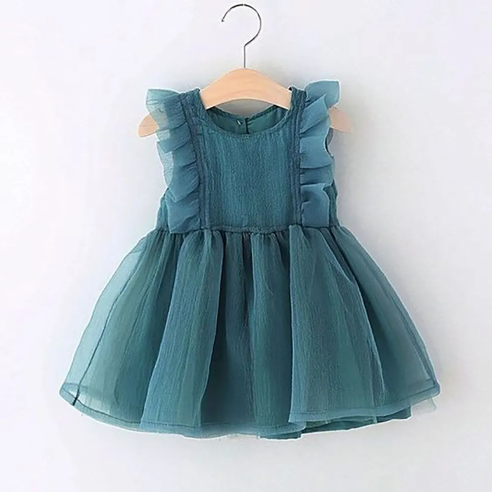 Платья для маленьких девочек, летние детские летние сетчатые платья без рукавов для принцессы на день рождения, одежда для малышей