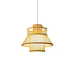 โคมไฟห้อยเพดานไม้ไผ่สานทรงกลม หลอดไฟ LED E27 หัวเดียว สำหรับตกแต่งบ้าน - Product Image 3