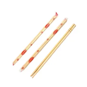 Natural Disposable Bamboo Round Chopstick with Knots Packed in PE Plastic Wrapper