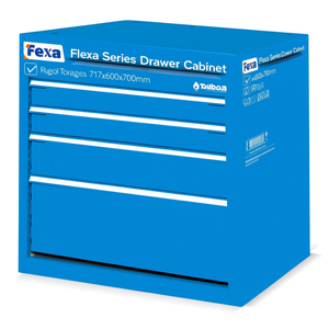 Fami Flexa Series <b>Drawer</b> Cabinet 717x600x700mm 4 <b>Drawers</b> Blue Ral5012 <b>Tool</b> Storage - Product Image 3