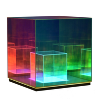 Lampe de table LED DC en acrylique, design cube carré, avec effet boîte magique moderne, pour fond d'écran d'ordinateur et veilleuse d'ambiance