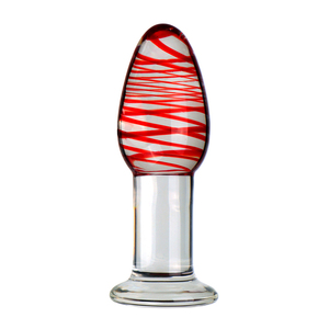 Tapón <span class=keywords><strong>anal</strong></span> de vidrio transparente a rayas rojas y azules para masturbación femenina, masaje en el patio trasero y productos sexuales - Product Image 5