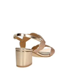 Alla moda CN2015 sandali con tacco in oro con punta aperta e zeppa per feste e matrimoni estate sempreverde solette PU - Product Image 3