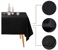 Nappe rectangulaire imperméable de 90x132 pouces en gros d'usine couverture de table noire en polyester lavable pour les événements de fête de mariage