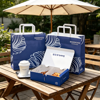 Ensemble de boîtes à croissants personnalisées avec séparateur, ensemble d'emballages en papier jetable bleu pour boulangerie pâtisserie à emporter