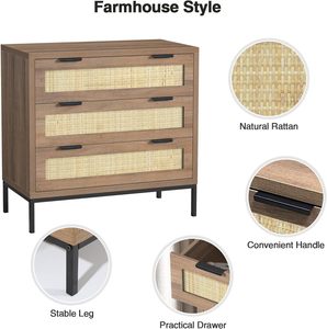 Большой Универсальный шкаф с 3 ящиками современный деревянный шкаф для хранения прикроватный столик из натурального ротанга фермерский дом деревянные шкафы для гостиной - Product Image 2