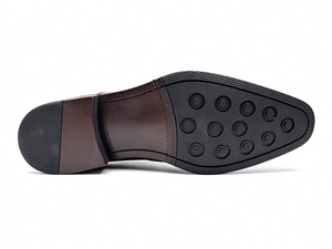Chaussures habillées brogues marron en cuir véritable pour hommes, à semelle épaisse, à lacets, bout pointu, pour mariage et bureau, doublure en peau de porc - Product Image 4