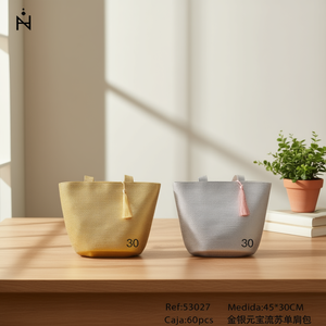 Borsa a Tracolla BOLSOS con Nappine a Forma di Lingotto d'Oro e d'Argento 45x30cm, Borsa da Donna alla Moda - Product Image 3