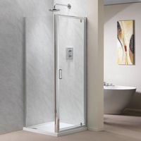 Cabine de douche à charnière pivotante de luxe-Verre trempé transparent, anti-éclats, gain de place
