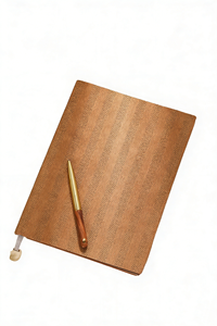 Carnet en cuir PU personnalisé A5/A6 avec rayures imitation bois, reliure cousue, agenda de bureau professionnel de haute valeur avec logo imprimable - Product Image 6