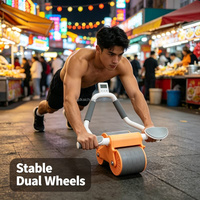 Rodillo de Ejercicio Corporal con Rebote Automático, Equipo de Entrenamiento en Casa para Adultos, Hombres y Mujeres, para Abdomen, Cintura, Quema de Grasa