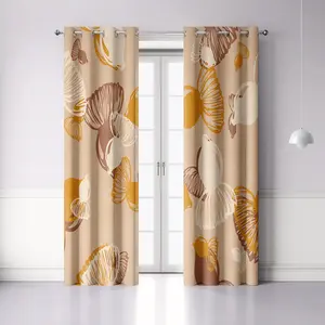 Cortina de folhas estampada personalizada, cortina de tecido amarelo escurecida para quarto