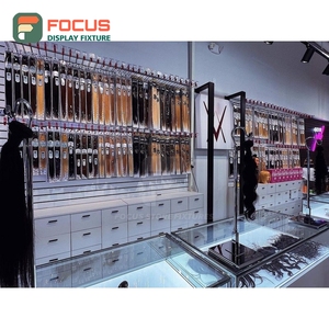 Luxury Wig Display Cabinet Wood Glass Multi Layer <b>Shelf</b> Lockable Drawer Hair Store Display Cabinet Unit - Product Image 1