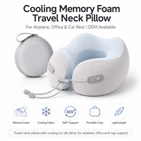 Oreiller ergonomique en U unisexe pour le cou, protection avancée, mousse à mémoire de forme haute densité, housse en soie glacée pour les voyages en avion/le bureau - Personnalisable
